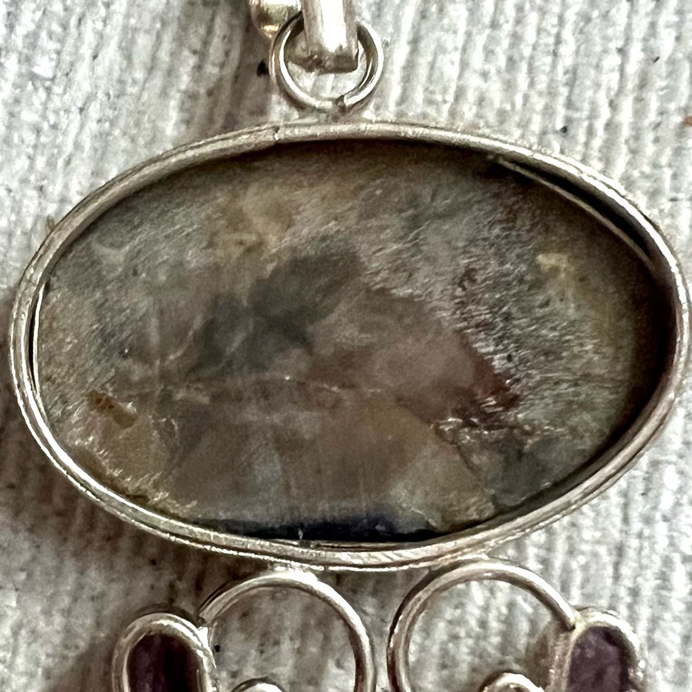 Jasper and Amethyst & Silver Pendant - Picture 4 of 6